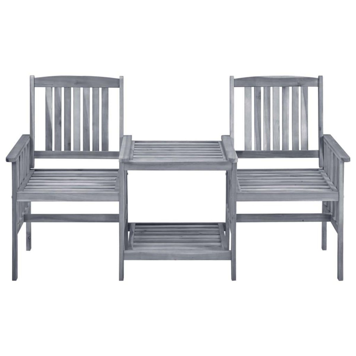 VIDAXL Chaises de jardin avec table a the et coussins Acacia solide