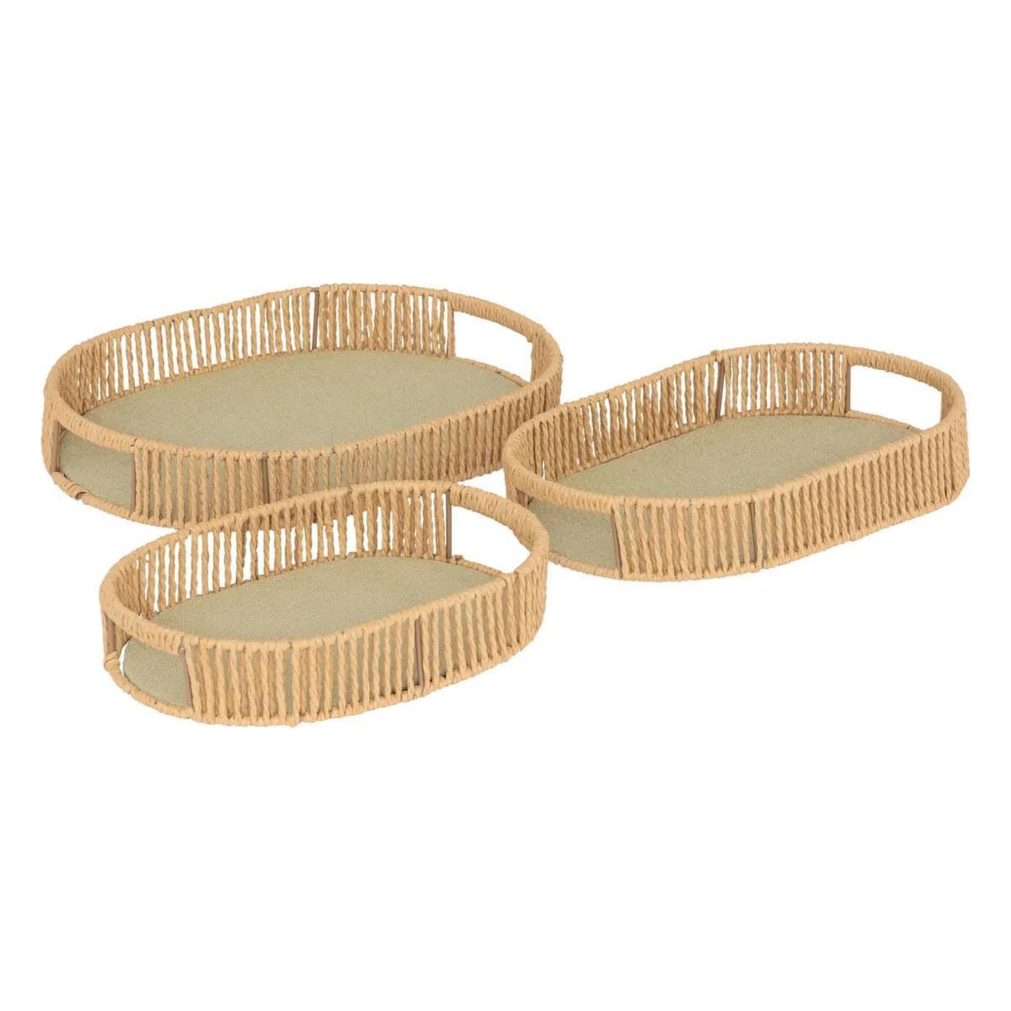 ATMOSPHERA Lot de 3 plateaux ovales  ali  39cm naturel