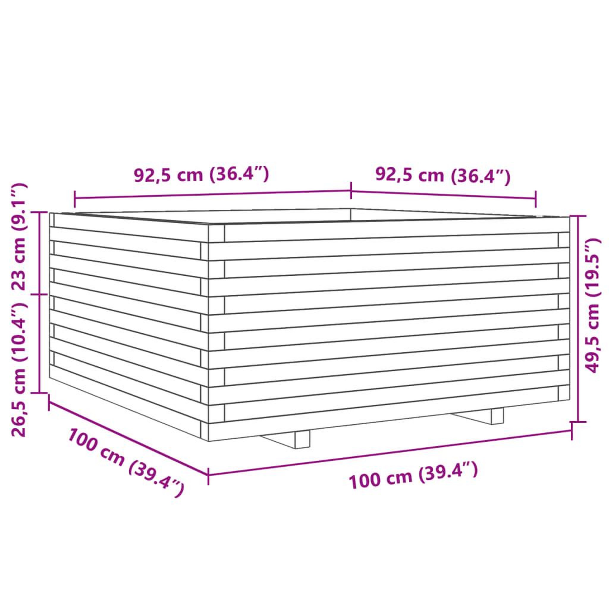 Voir la diapositive 6 : VIDAXL Jardiniere blanc 100x100x49,5 cm bois de pin massif