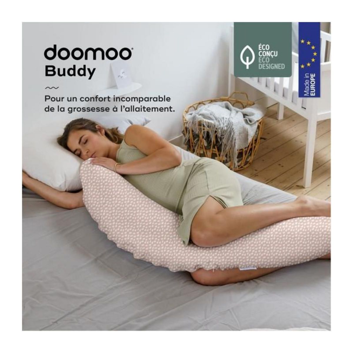 BABYMOOV BABYMOOV Coussin de maternité Doomoo Buddy, un confort unique de la grossesse a l'allaitement, cloudy pink
