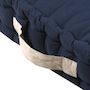 Voir la diapositive 3 : STOF Coussin de sol 45x45x10cm marine et lin 100% coton