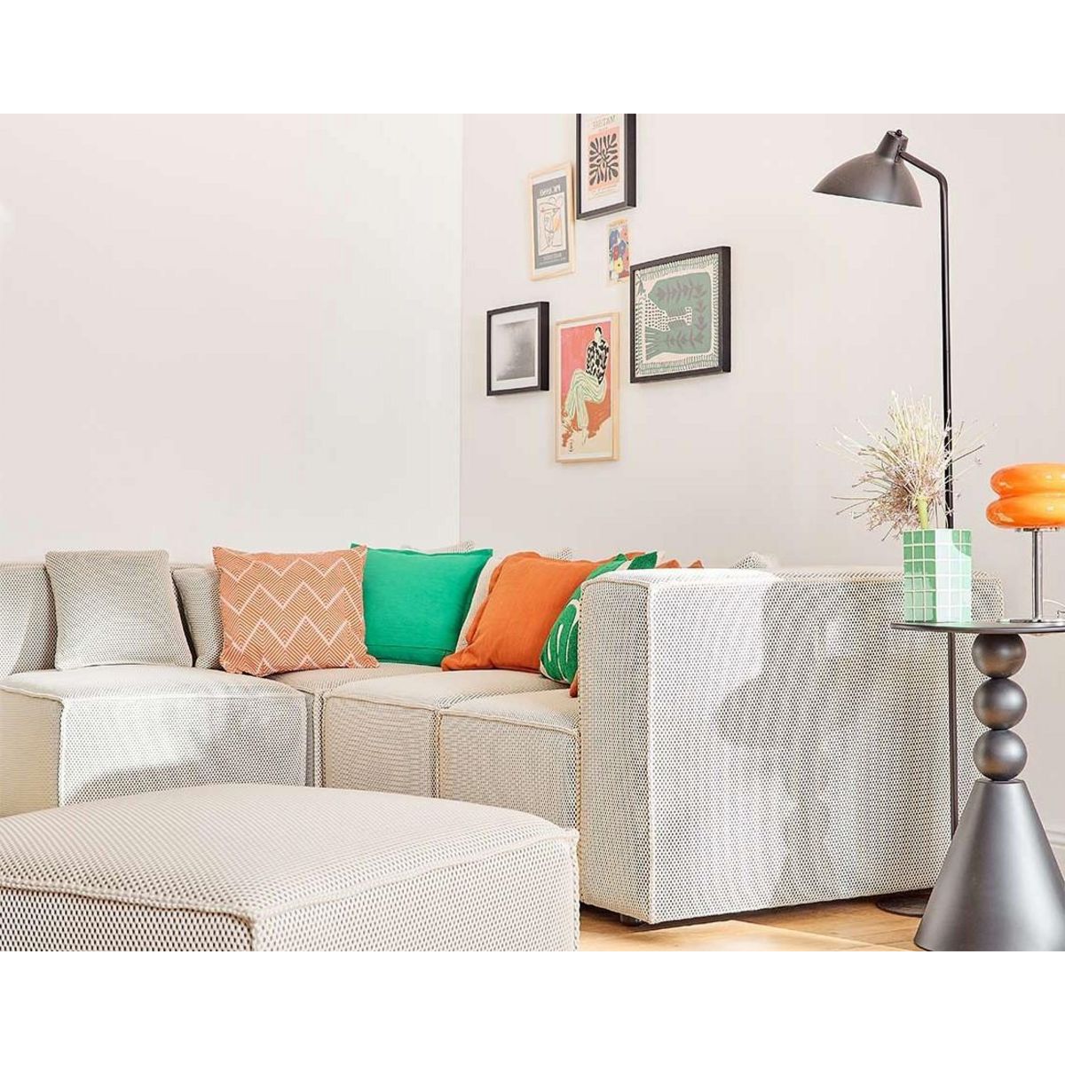 LISA DESIGN Arty - canapé modulable d'angle gauche 5 places - en tissu mailles 3d