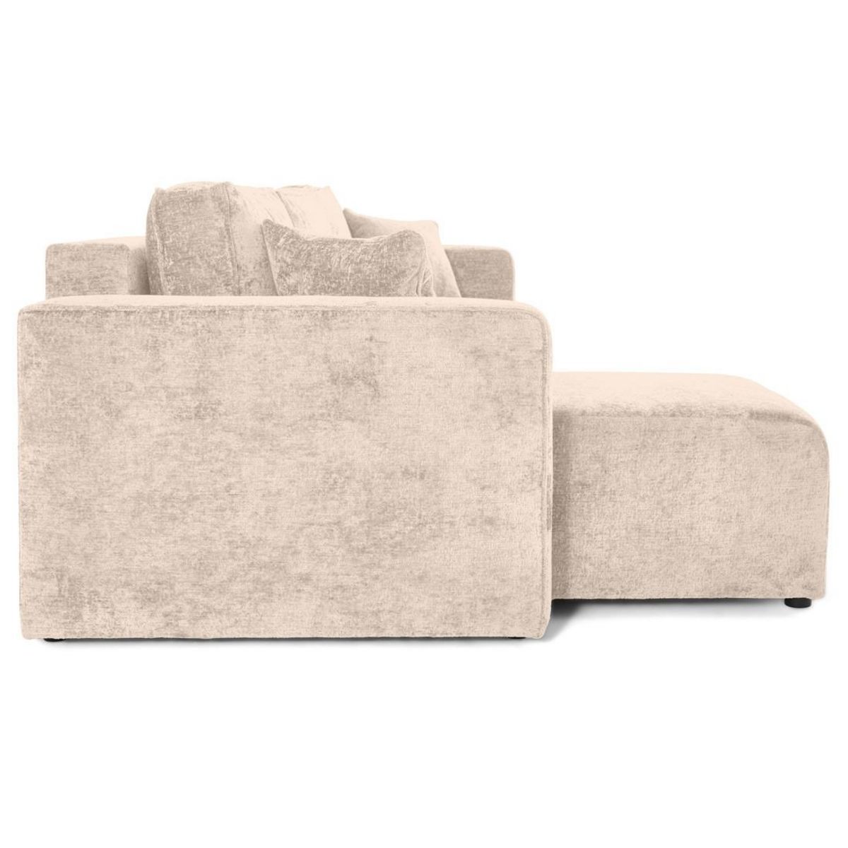 BEST MOBILIER Topaze - canapé d'angle réversible 4 places convertible avec coffre en velours à relief texturé