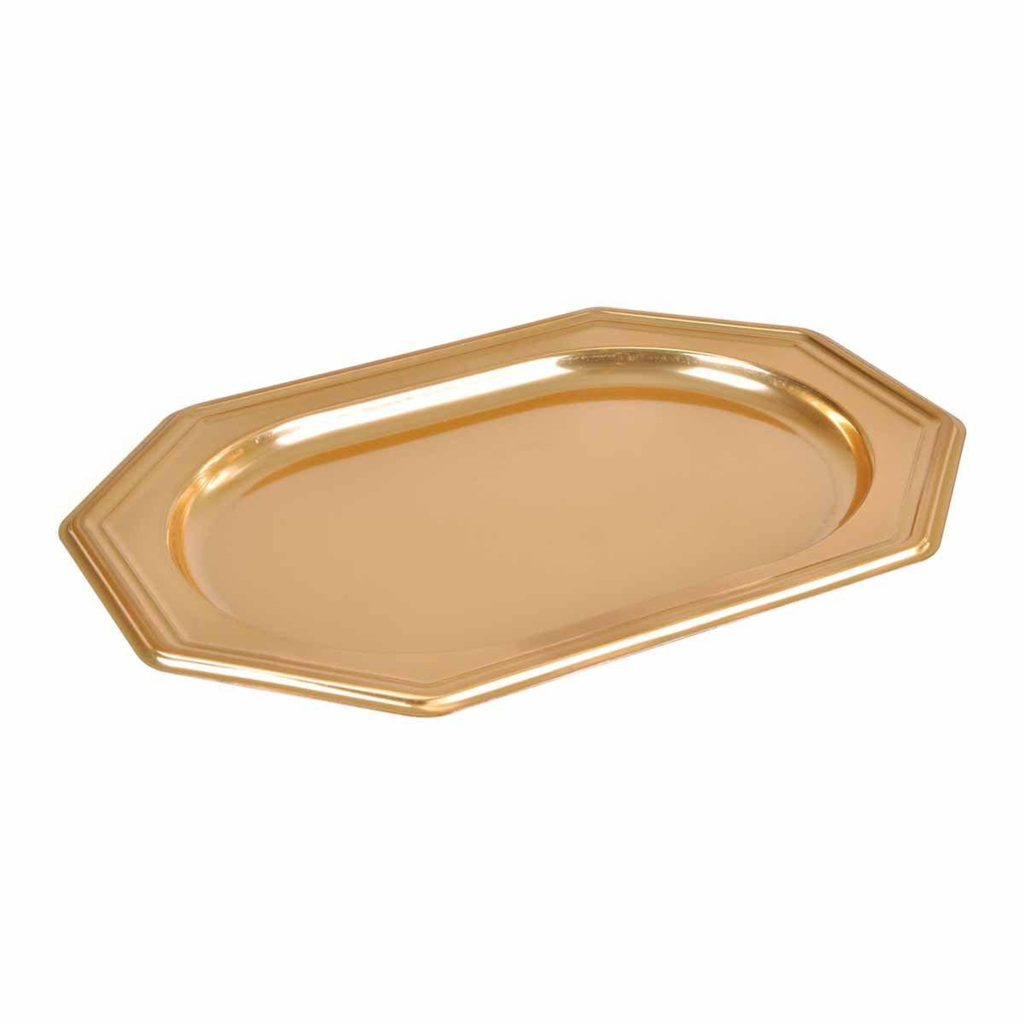 Voir la diapositive 2 : HOMEA Lot de 2 plateaux déco  octogonaux  45cm or