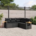 VIDAXL Salon de jardin 5 pcs avec coussins noir resine tressee