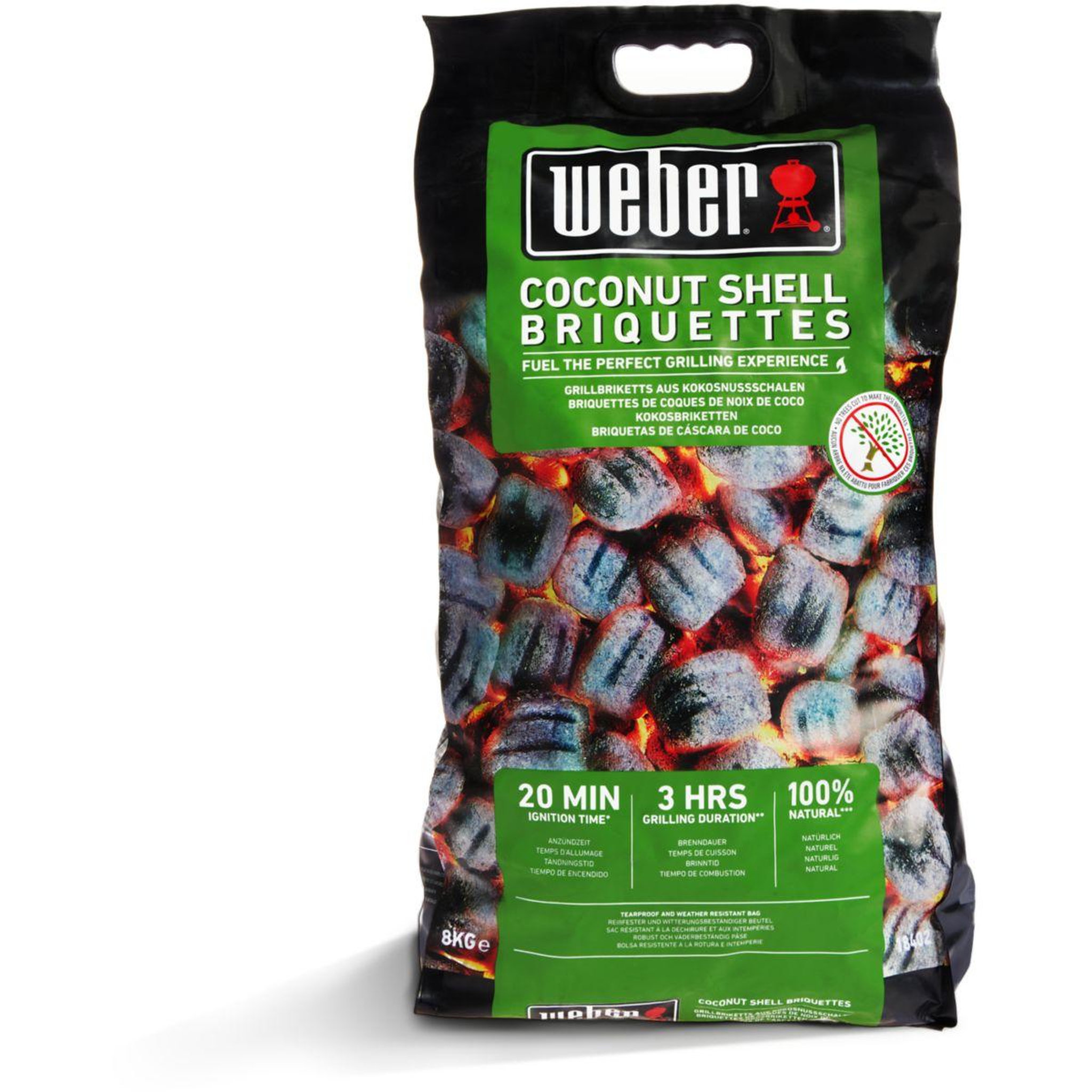 Voir la diapositive 2 : Weber Briquette de charbon de briquettes 8kg de noix de coco
