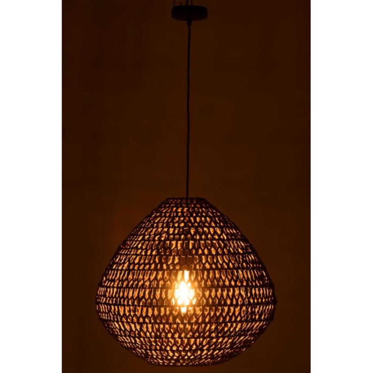 Paris Prix Lampe Suspension Torsade  Sharron  50cm Marron