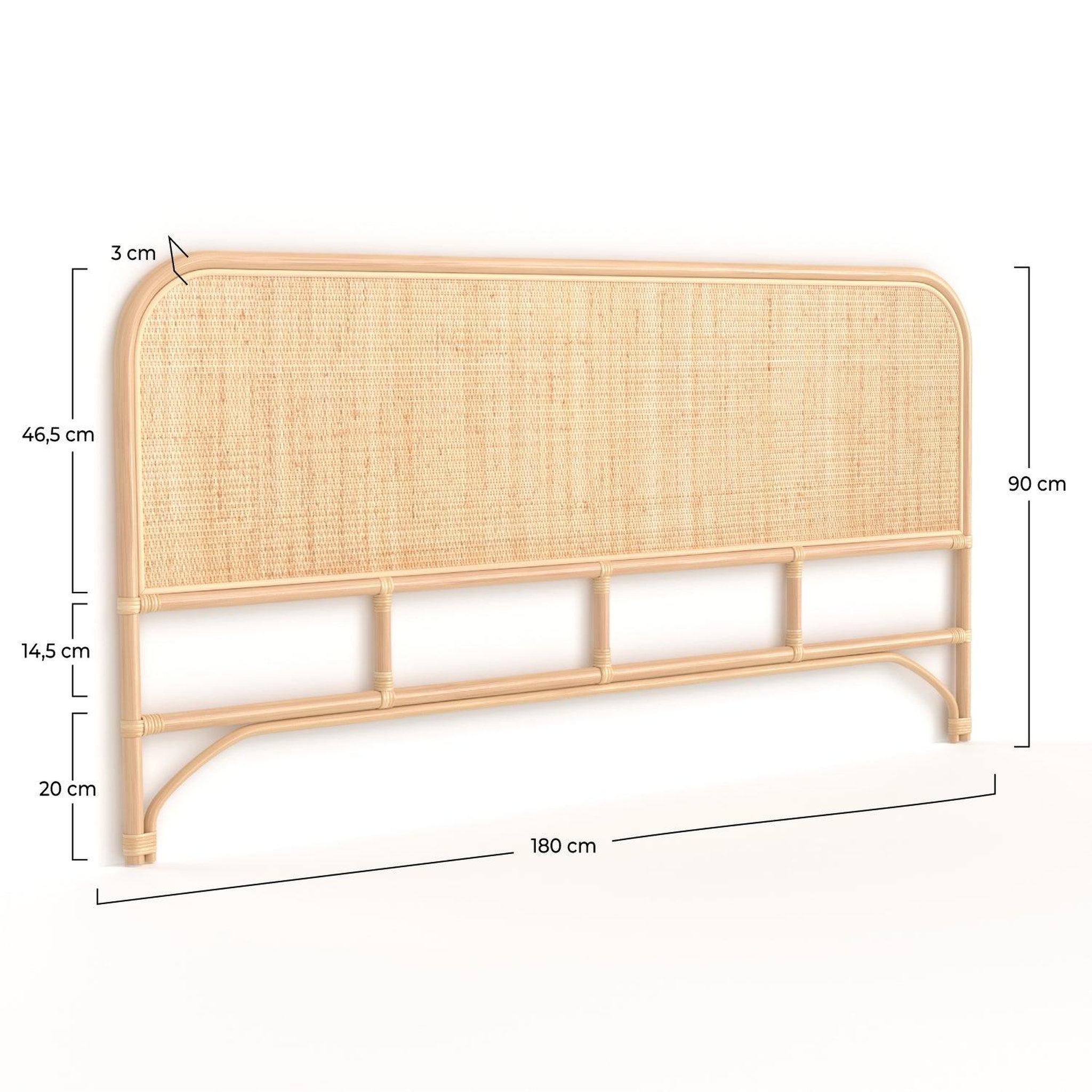 Voir la diapositive 4 : MAISON PAVANE Tête de lit 180 cm en rotin naturel-grace