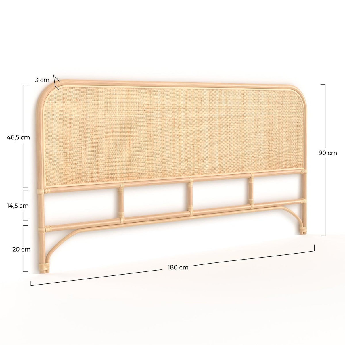 Rendez vous déco Tête de lit 180 cm en rotin naturel-Grace