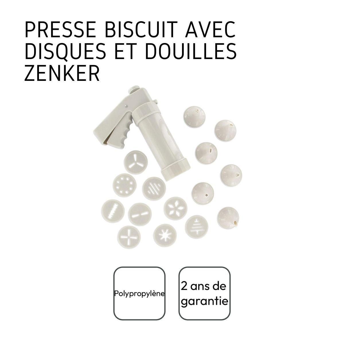 ZENKER Presse-biscuit et 6 embouts et 10 disques de motifs Zenker Smart Pastry