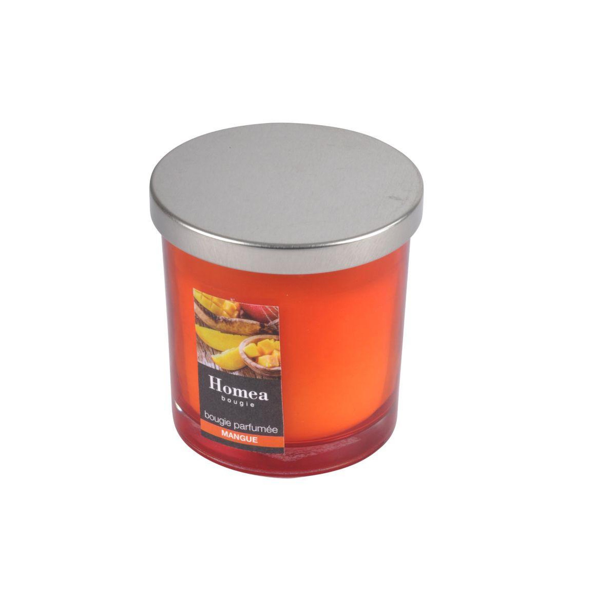 Voir la diapositive 2 : HOMEA Bougie parfumée couvercle  essentiel  8cm mangue