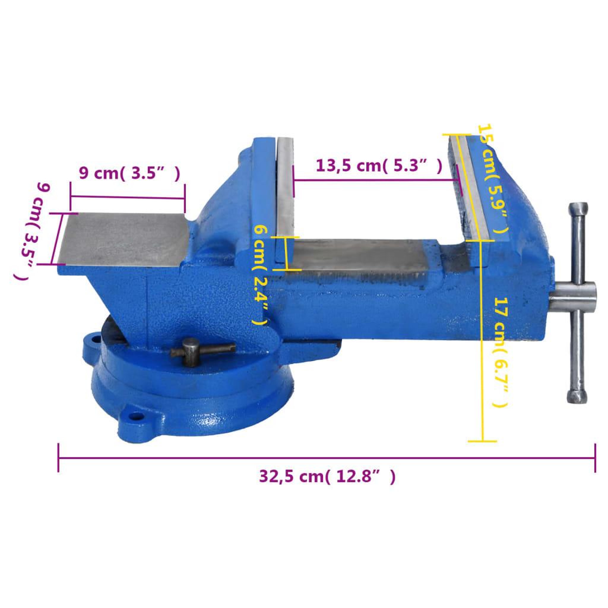 Voir la diapositive 6 : VIDAXL Etau d'etabli bleu 150 mm fonte