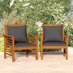 VIDAXL Chaises de canape coussins gris fonce lot de 2 acacia massif