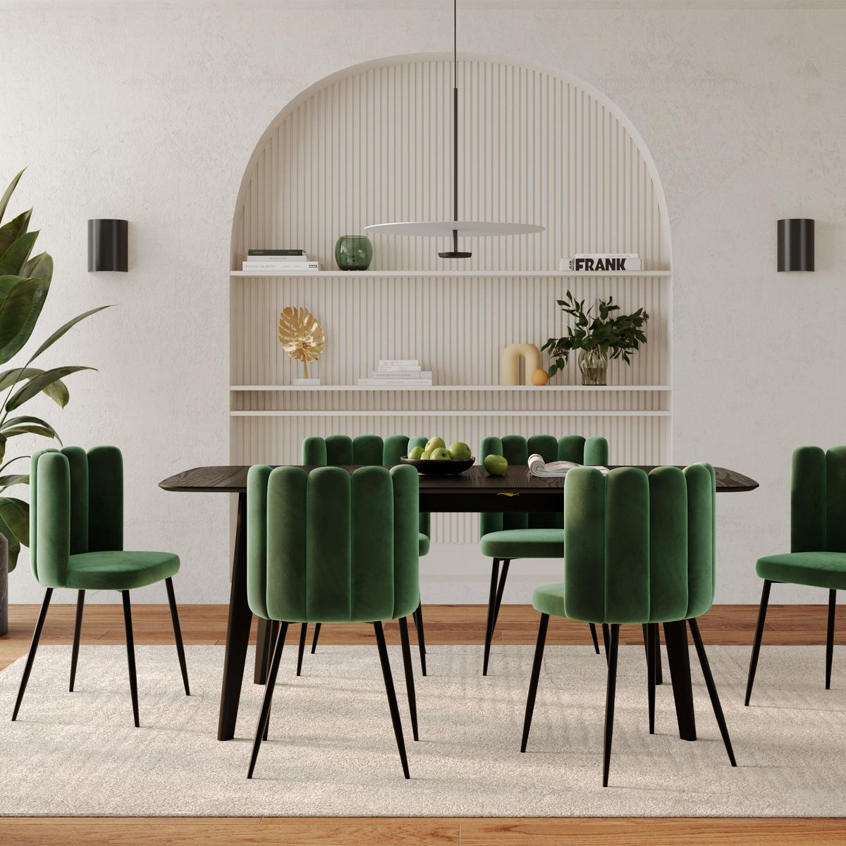 Rendez vous déco Lot de 2 chaises en velours noir et pieds en métal noir - Rosy