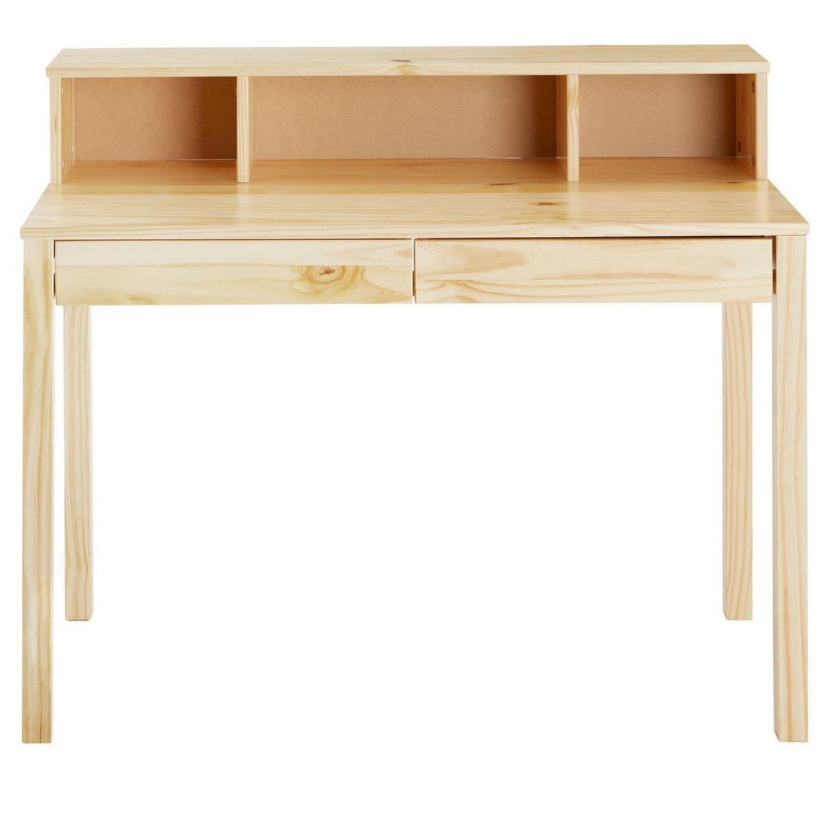 IDIMEX Bureau LENNOX, avec 2 tiroirs et 3 niches, en pin massif