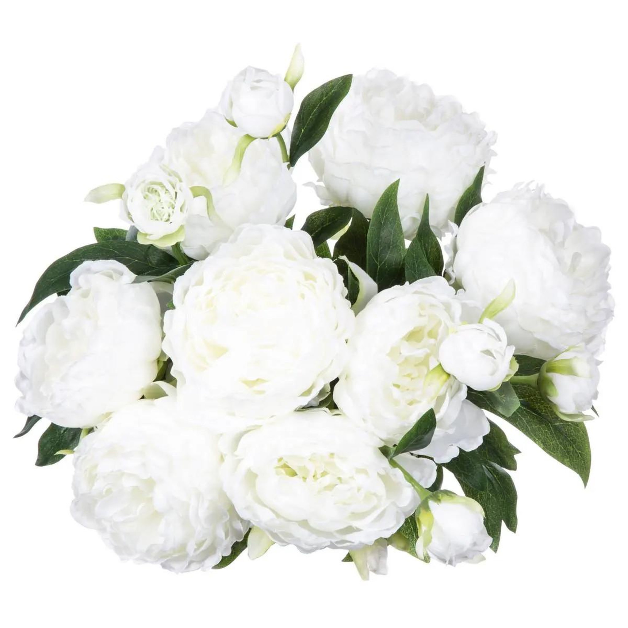 Voir la diapositive 2 : ATMOSPHERA Bouquet de fleurs  13 pivoines  50cm blanc