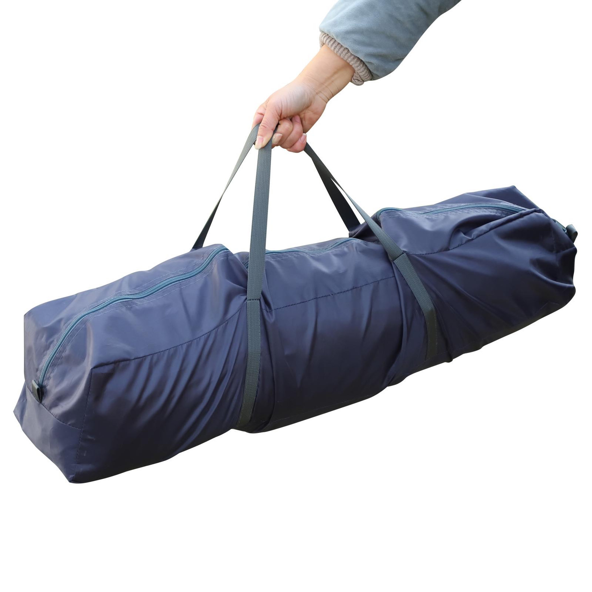 Voir la diapositive 4 : OUTSUNNY Tente pop up montage instantané - tente de camping 3-4 pers.  - 2 grandes portes - dim. 2,6l x 2,6l x 1,5h m fibre verre polyester oxford noir gris