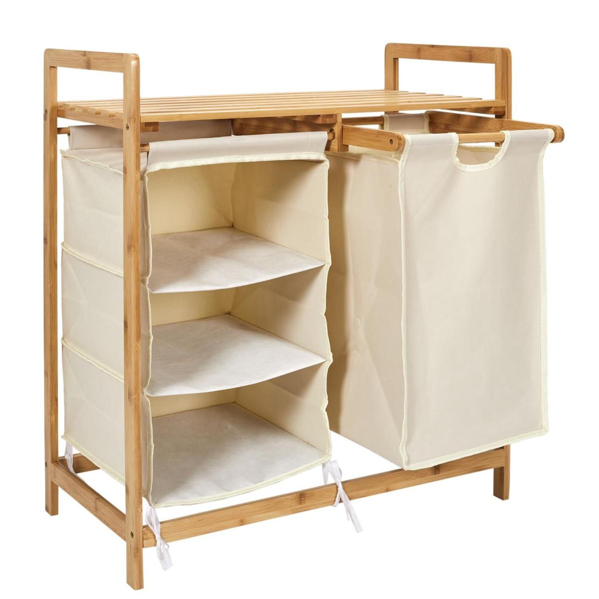 Voir la diapositive 2 : The Home Deco Factory Meuble à linge rangements  bambou  77cm beige