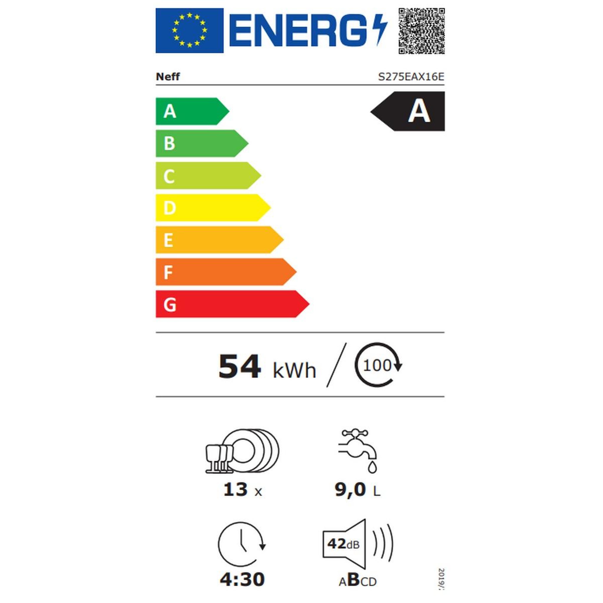 Voir la diapositive 2 : Neff Lave-vaisselle 60cm 13 couverts 42db tout intégrable - s275eax16e