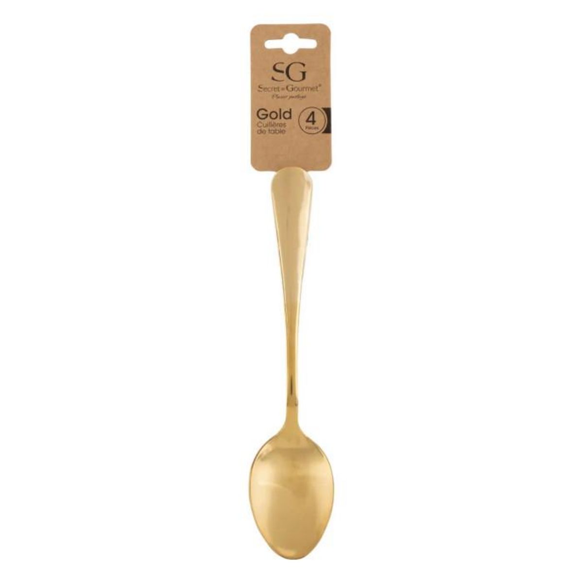 SECRET DE GOURMET Lot de 4 Cuillères à Soupe en Inox  Gold  20cm Or