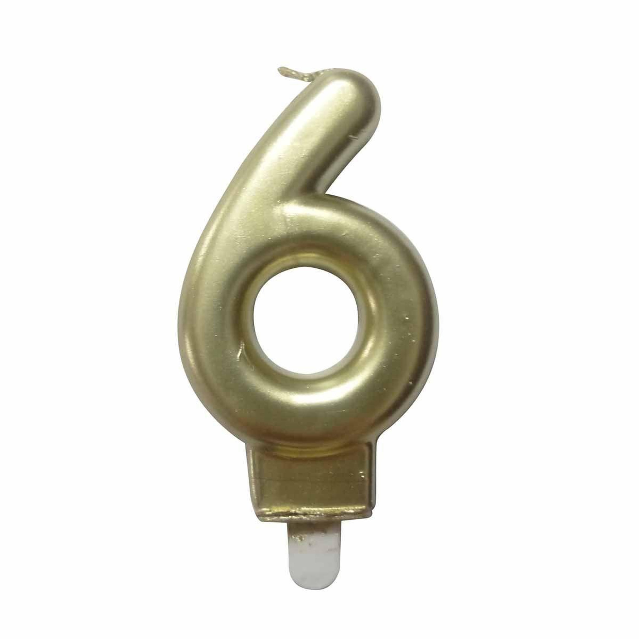 HOMEA Bougie d'Anniversaire  Chiffre 6  7cm Or