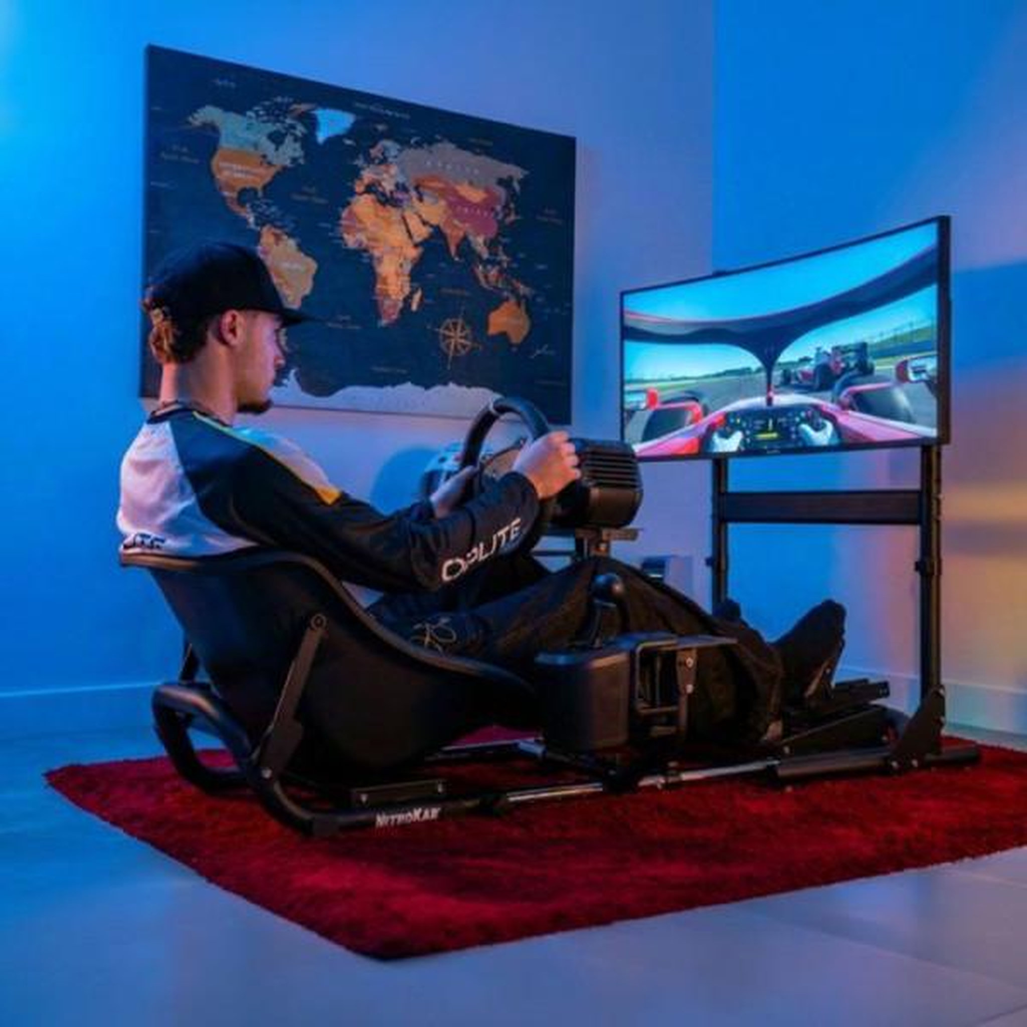 Voir la diapositive 3 : OPLITE Cockpit de simulation racing - oplite - nitrokart v2 - blanc - ergonomique - réglable - immersion totale