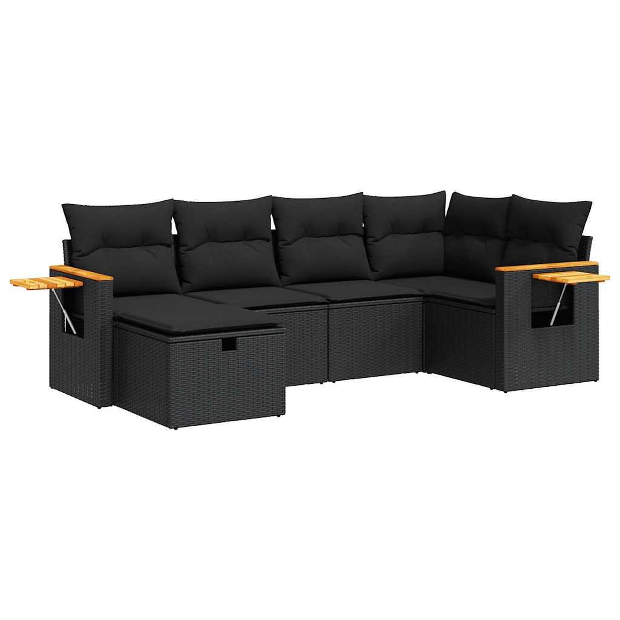 Voir la diapositive 2 : VIDAXL Salon de jardin 6 pcs avec coussins noir resine tressee