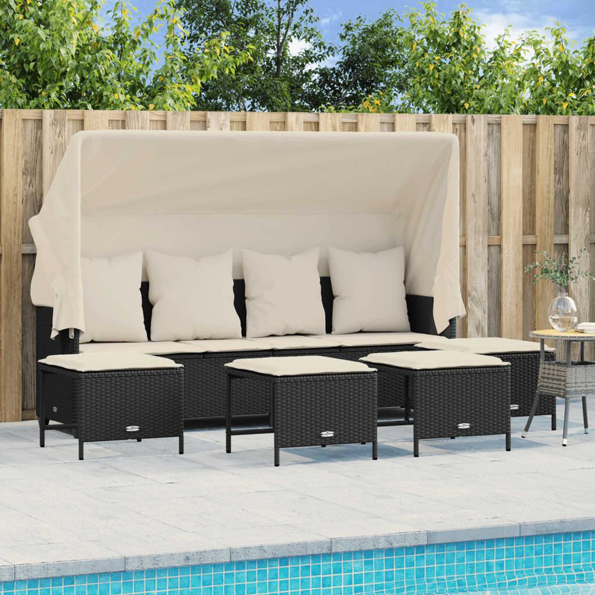 VIDAXL Salon de jardin 5 pcs avec coussins noir resine tressee