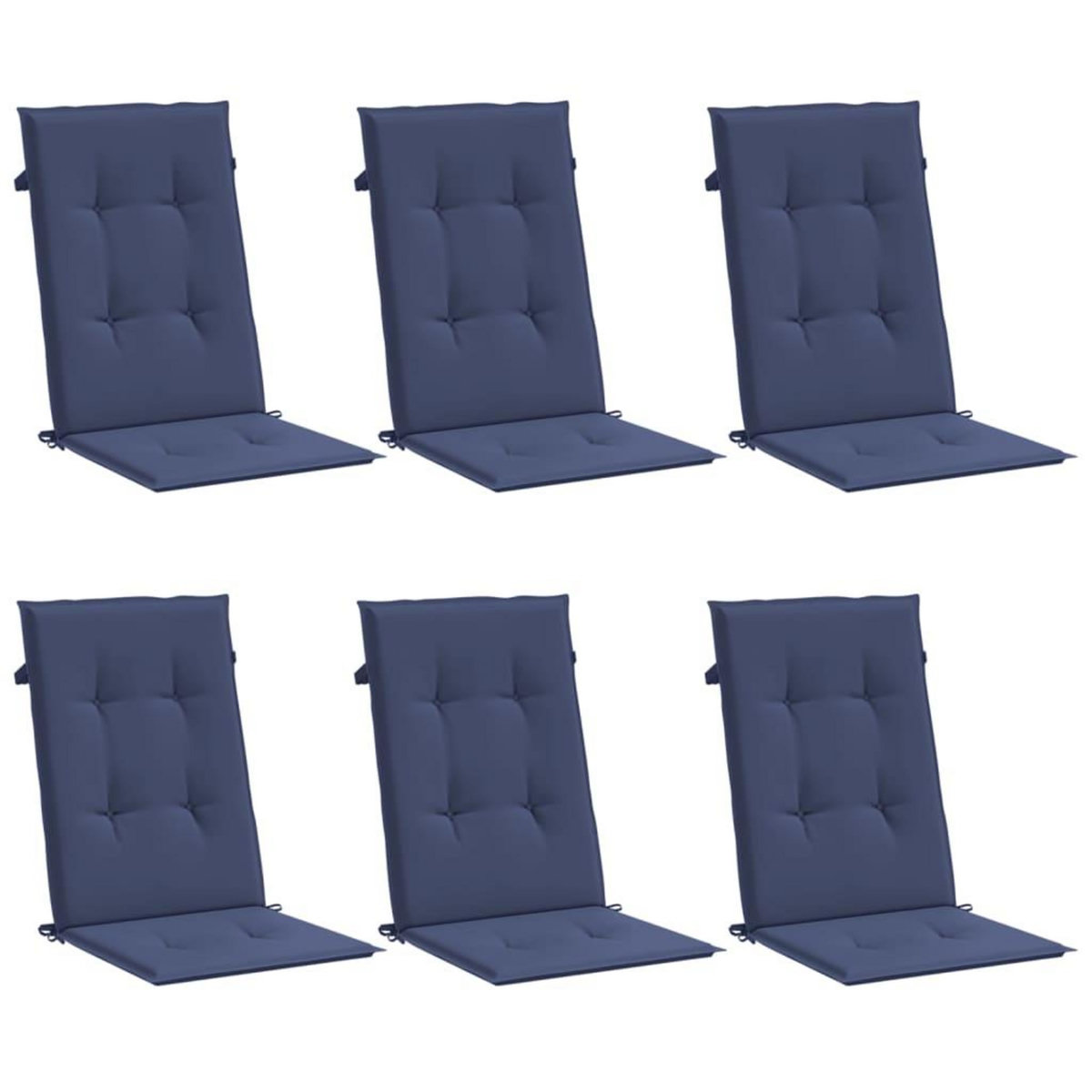 VIDAXL Coussins de chaise a dossier haut lot de 6 bleu marine tissu