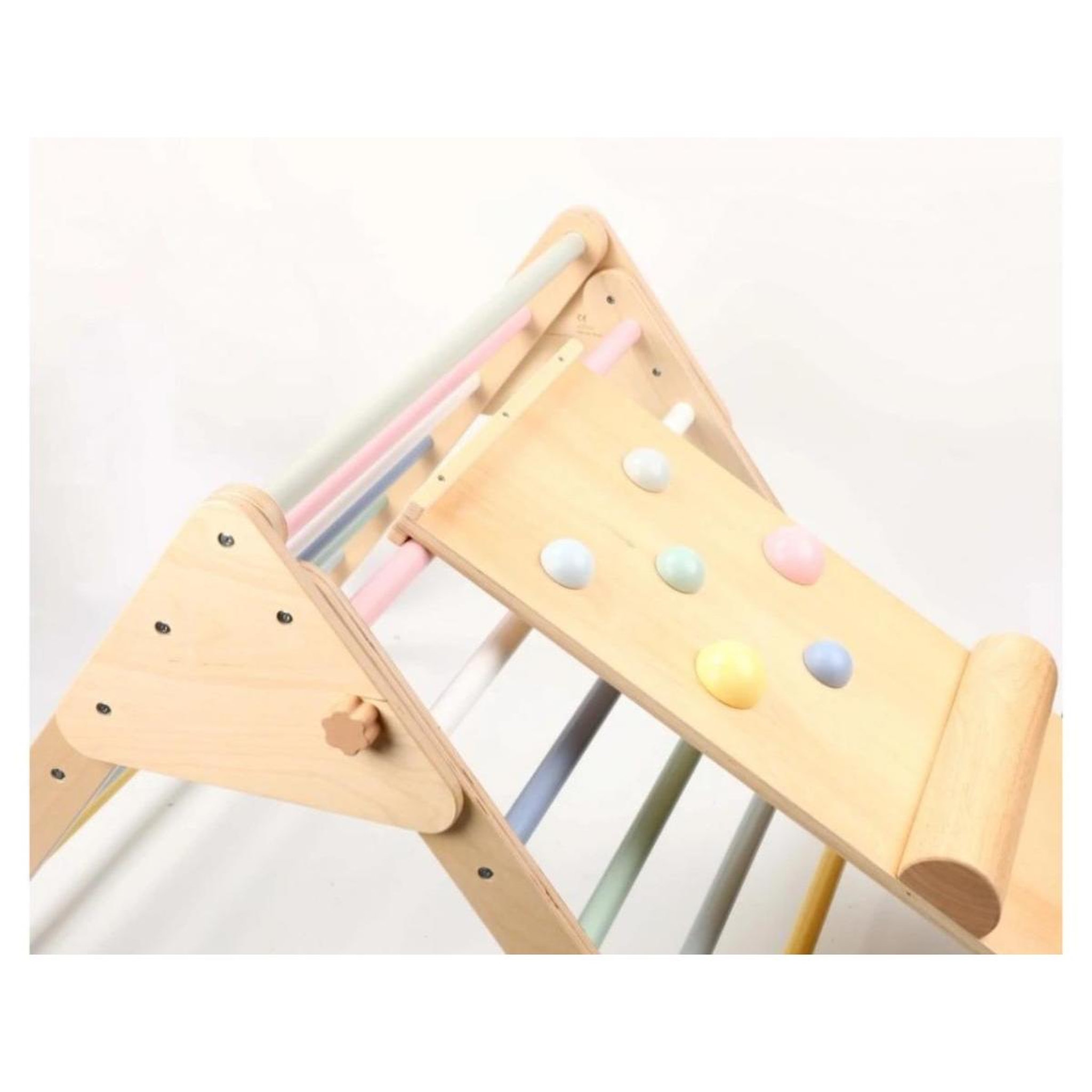 Voir la diapositive 4 : ELINELI Ensemble triangle Pikler avec planche - pastel