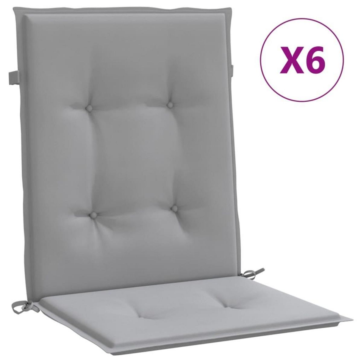VIDAXL Coussins de chaise de jardin a dossier bas lot de 6 gris