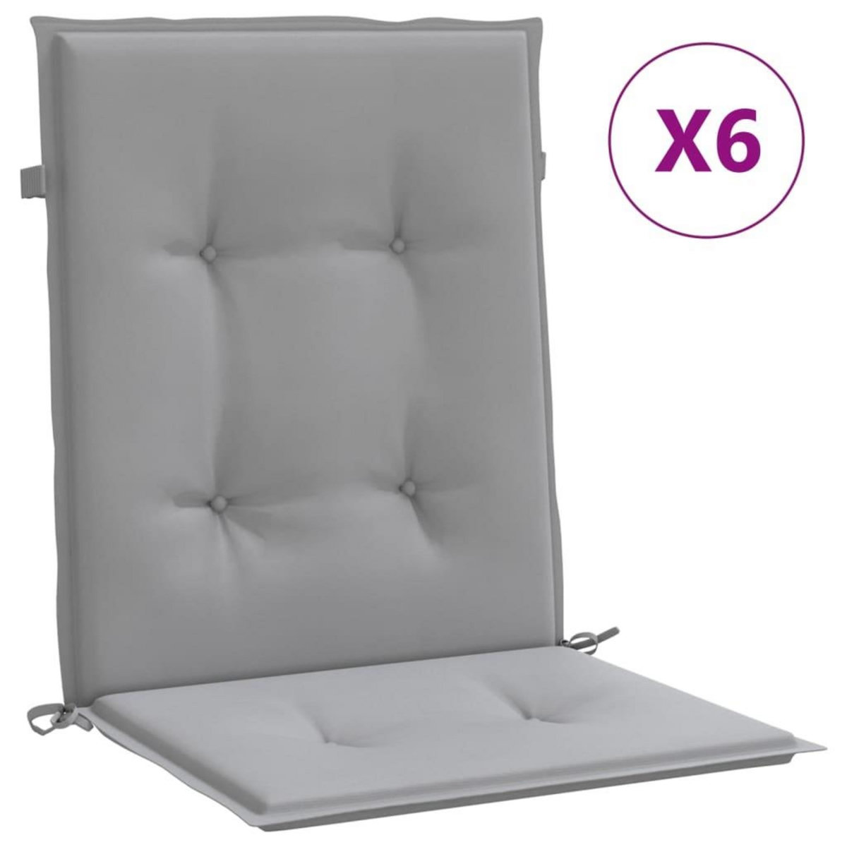 VIDAXL Coussins de chaise de jardin a dossier bas lot de 6 gris