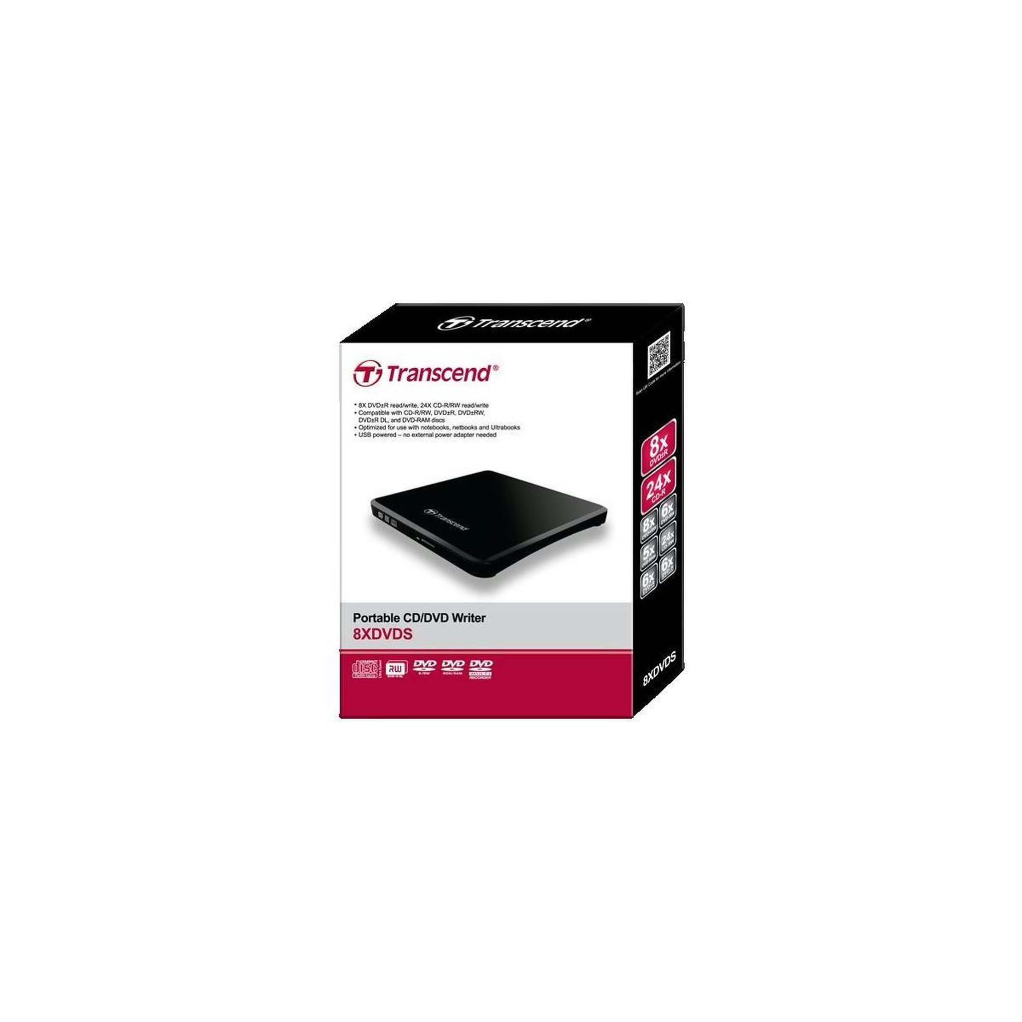 Voir la diapositive 3 : Transcend Graveur DVD externe Transcend TS8XDVDS-K Ultra-mince noir