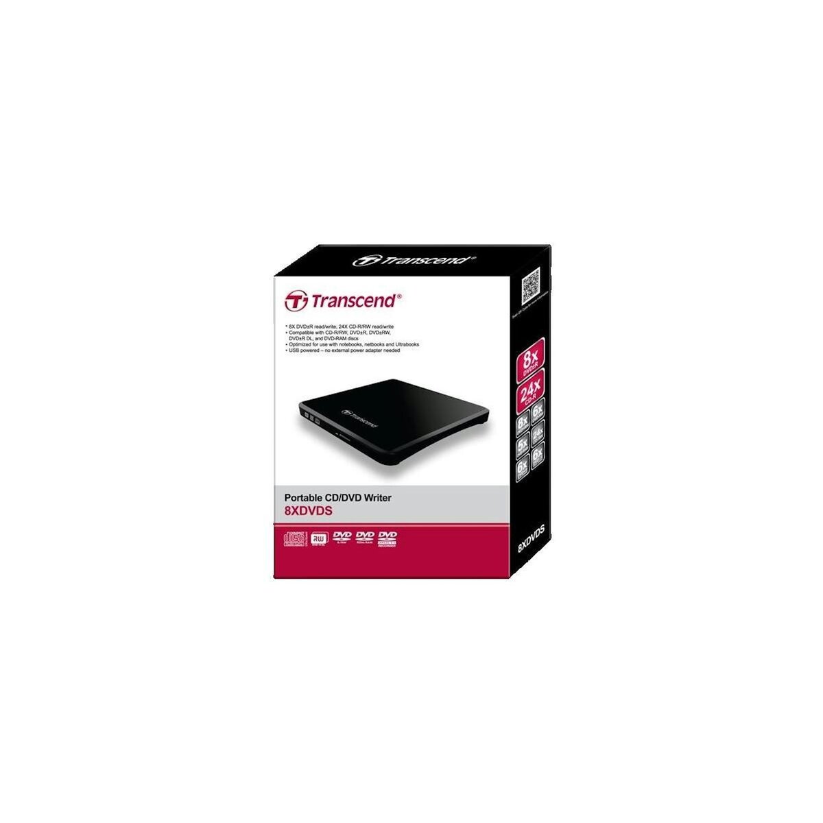 Transcend Graveur DVD externe Transcend TS8XDVDS-K Ultra-mince noir