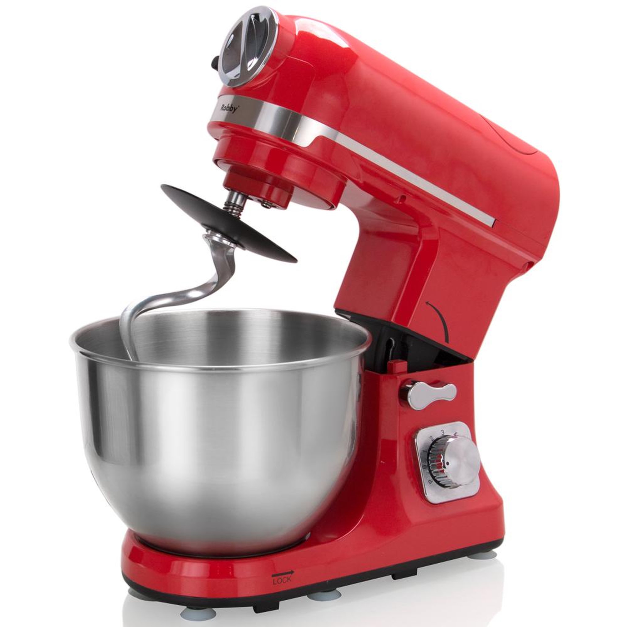 Voir la diapositive 4 : Robby Robot multifonctions 5l 1000w rouge avec hachoir et blender 1,5l en verre - robimix rouge