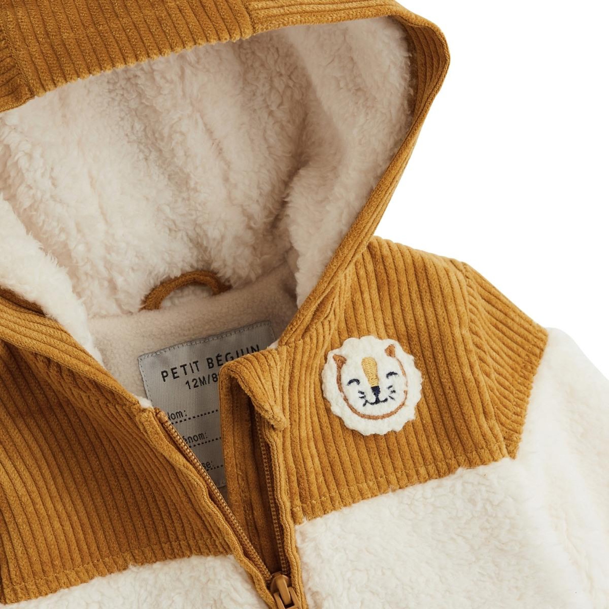 Voir la diapositive 3 : PETIT BEGUIN Veste bébé intérieur polaire avec capuche charly