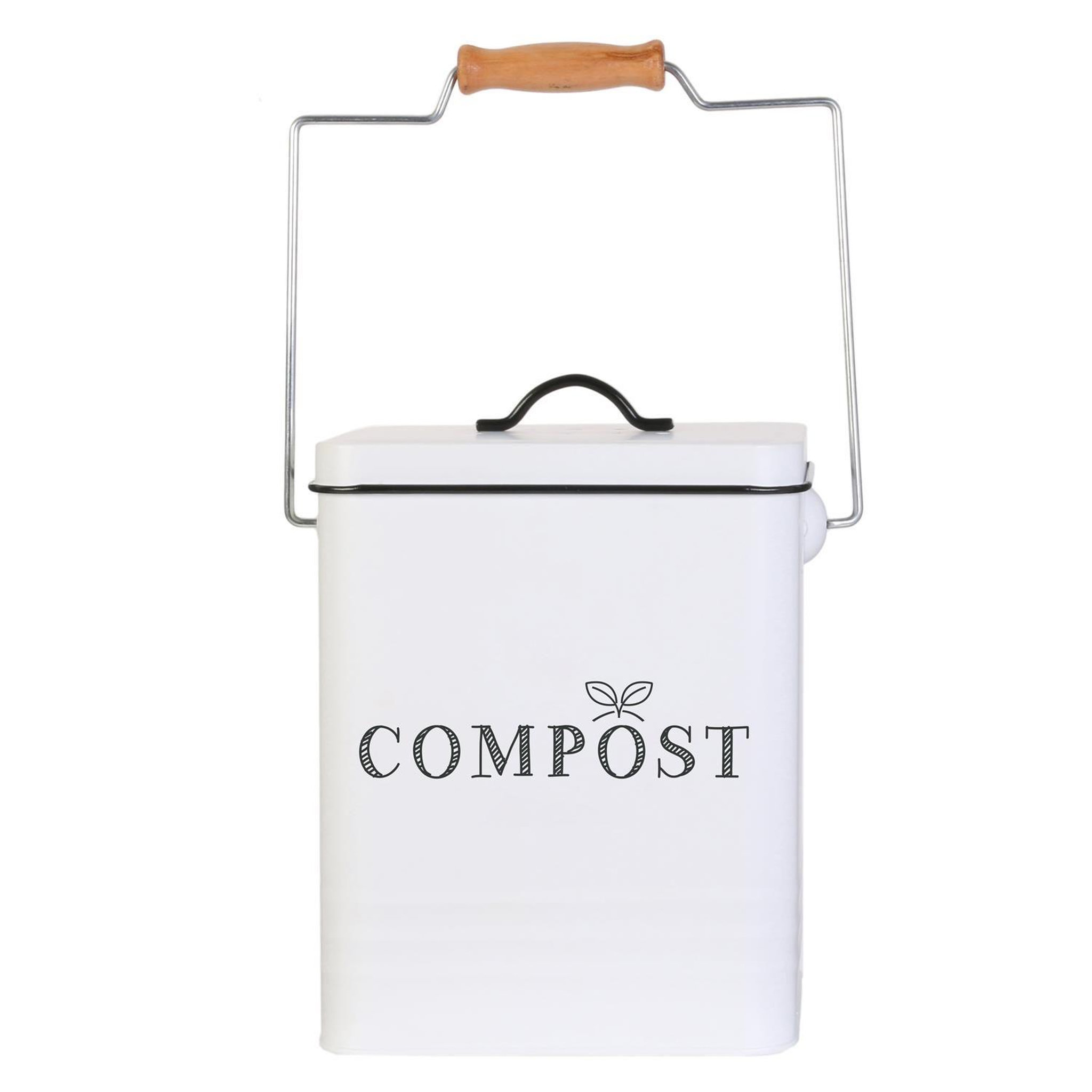 Voir la diapositive 5 : Je cherche une idee Poubelle de compostage 5 l en métal - blanc