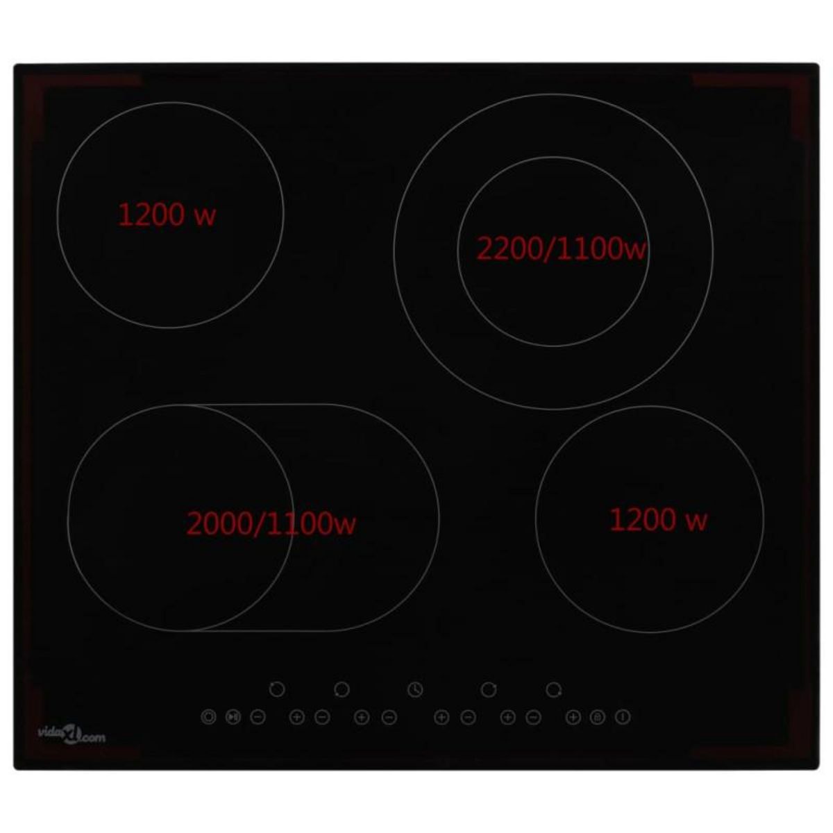 VIDAXL Plaque de cuisson Céramique 4 brûleurs Contrôle tactile 6600 W