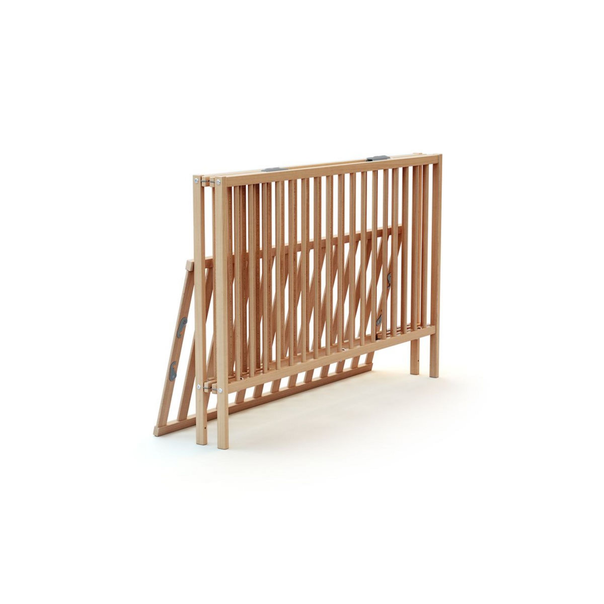 AT4 Lit bois pliant vernis naturel a barreaux webaby