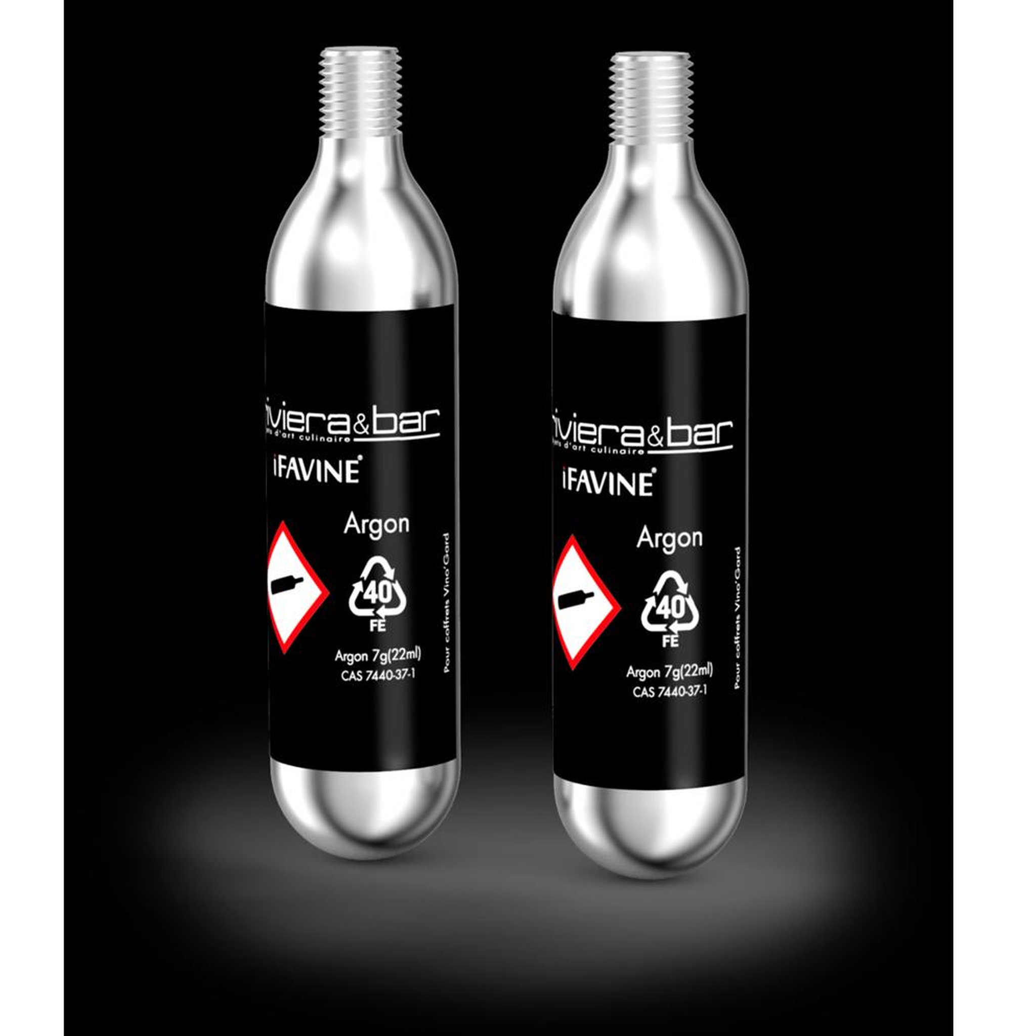 Voir la diapositive 4 : Riviera & Bar Coffret 2 bouchons pour vin + 2 cartouches d'argon - bvg350