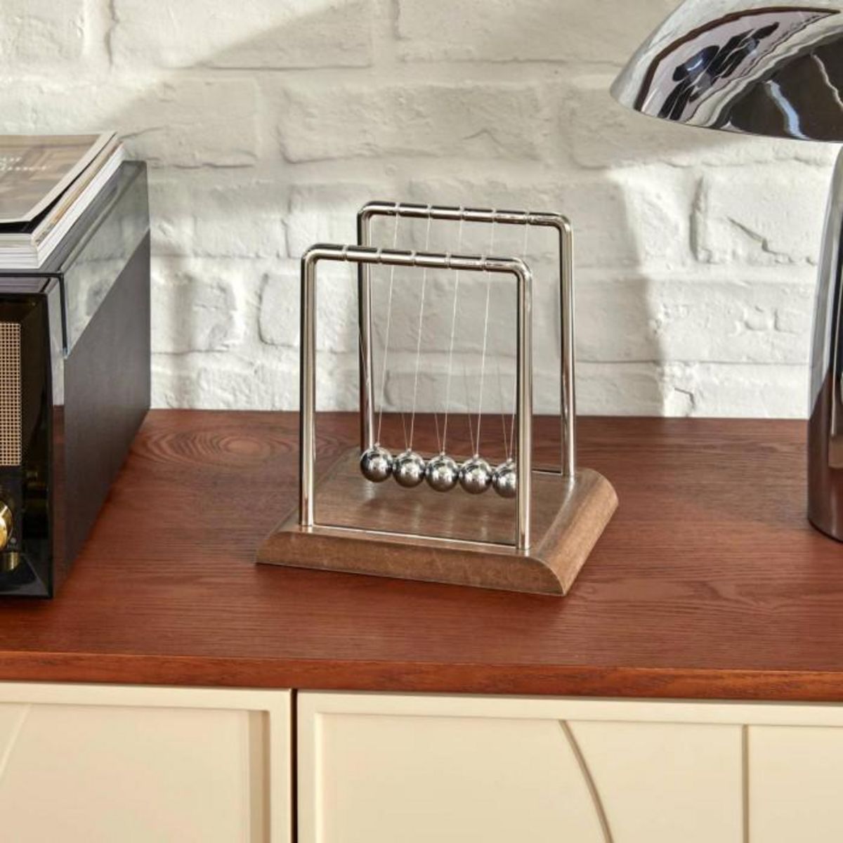 ATMOSPHERA Jeu de Pendule Déco  Sky  18cm Marron & Argent