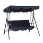 Voir la diapositive 1 : OUTSUNNY Balancelle de jardin 3 places toit inclinaison réglable coussins assise et dossier 1,72L x 1,1l x 1,52H m acier noir polyester noire