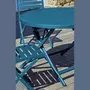 DCB GARDEN Table de jardin ronde pliante - 4/6 places - Aluminium - Bleu canard - MARIUS