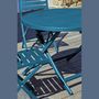 Voir la diapositive 4 : DCB GARDEN Table de jardin ronde pliante - 4/6 places - Aluminium - Bleu canard - MARIUS