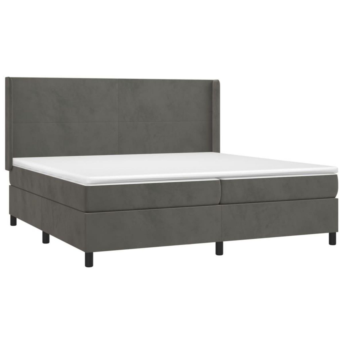 VIDAXL Sommier a lattes de lit et matelas Gris fonce 200x200cm Velours
