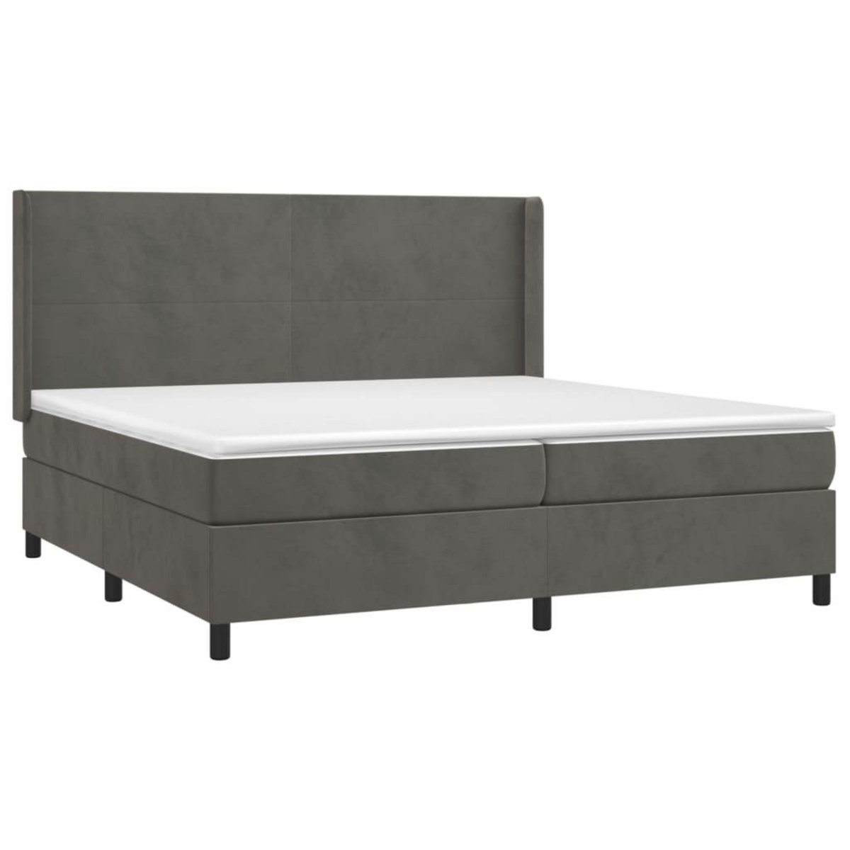 VIDAXL Sommier a lattes de lit et matelas Gris fonce 200x200cm Velours
