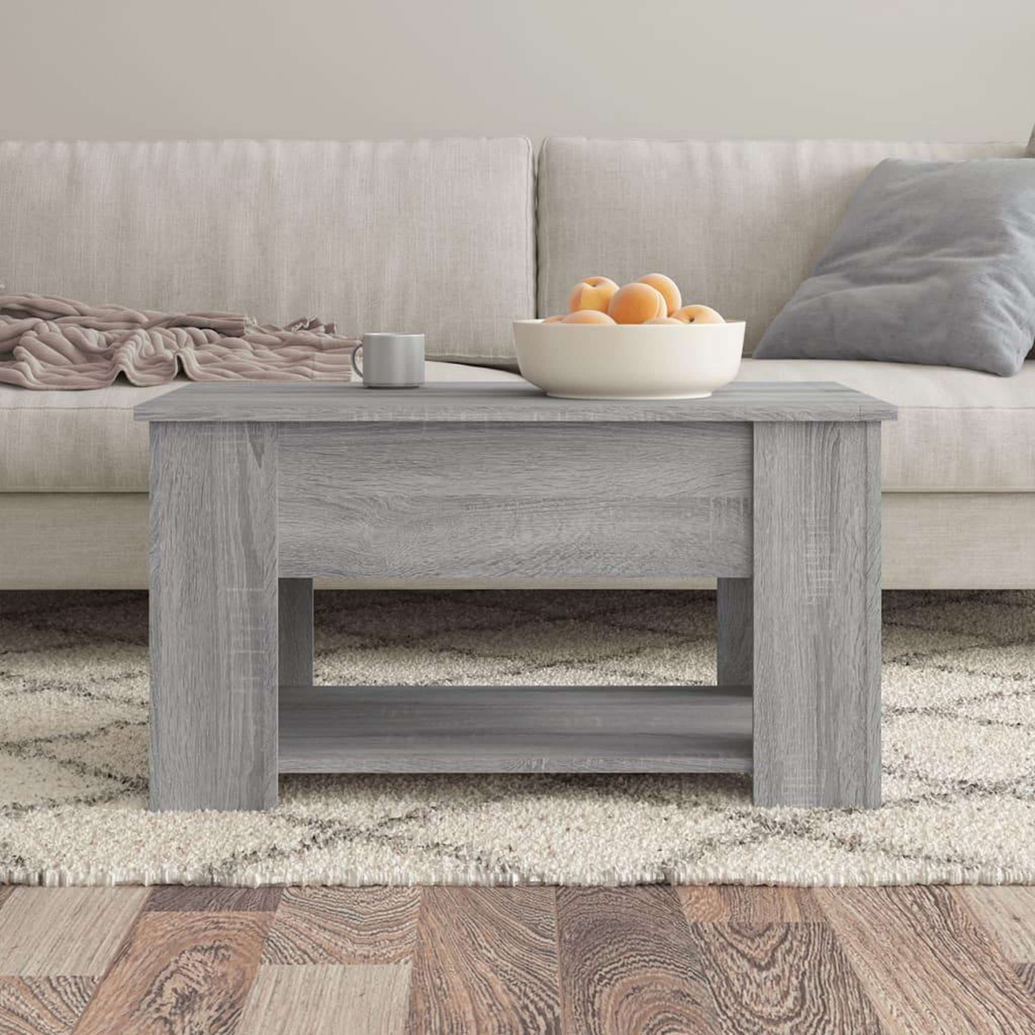 Voir la diapositive 3 : VIDAXL Table basse Sonoma gris 79x49x41 cm Bois d'ingenierie