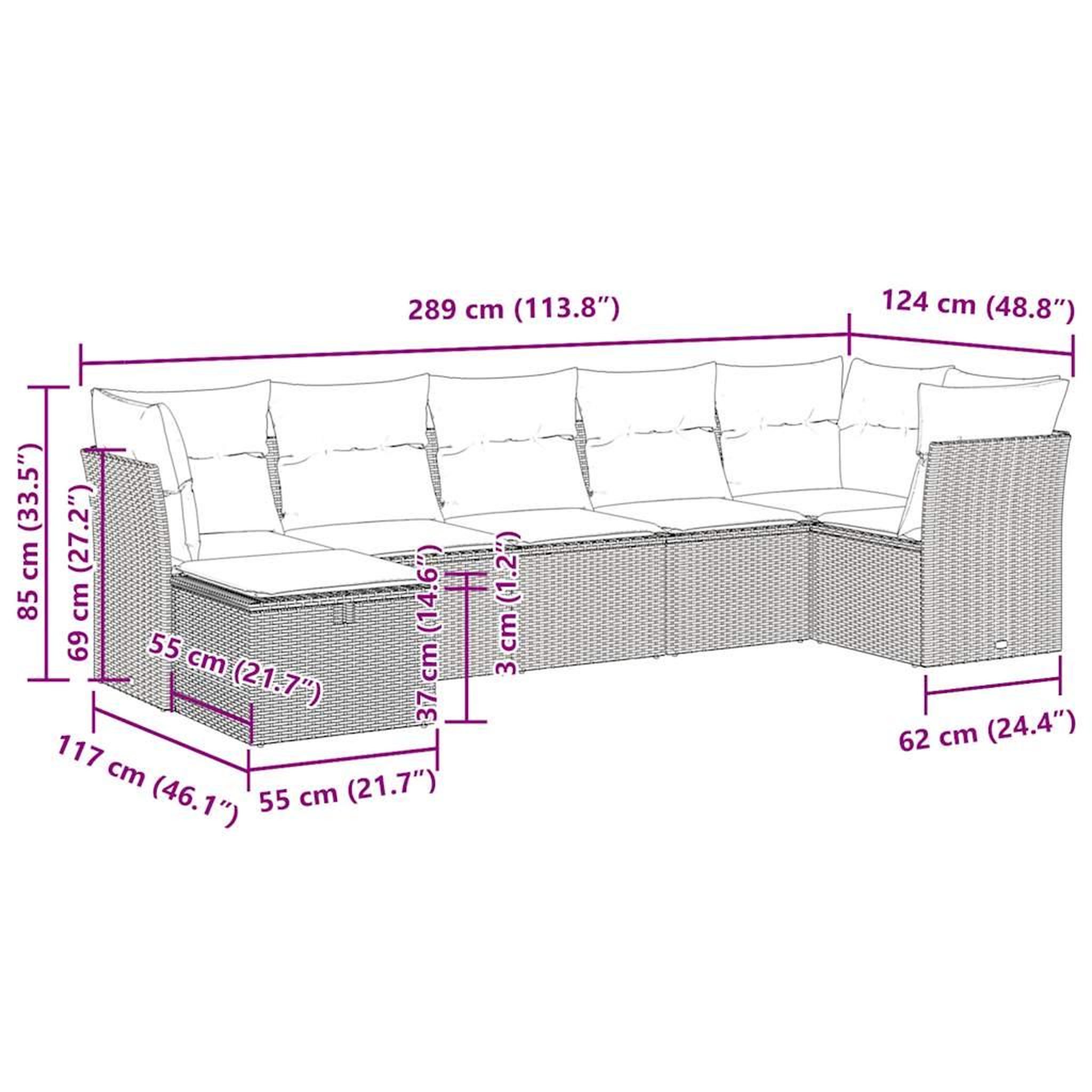 Voir la diapositive 6 : VIDAXL Salon de jardin 7 pcs avec coussins noir resine tressee