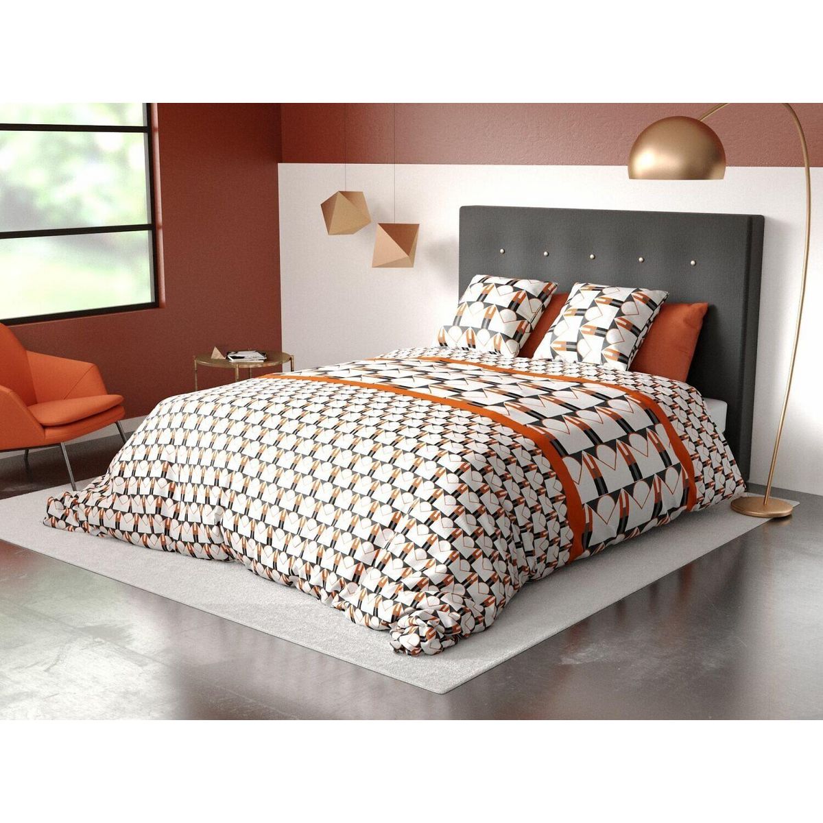 Les Ateliers du Linge Parure Housse De Couette 2pcs 140x200cm 100%microfibre 60gsm Arrow