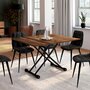 Voir la diapositive 5 : ID MARKET Table basse extensible relevable en table à manger URBANA plateau bois foncé effet vieilli pied noir design industriel